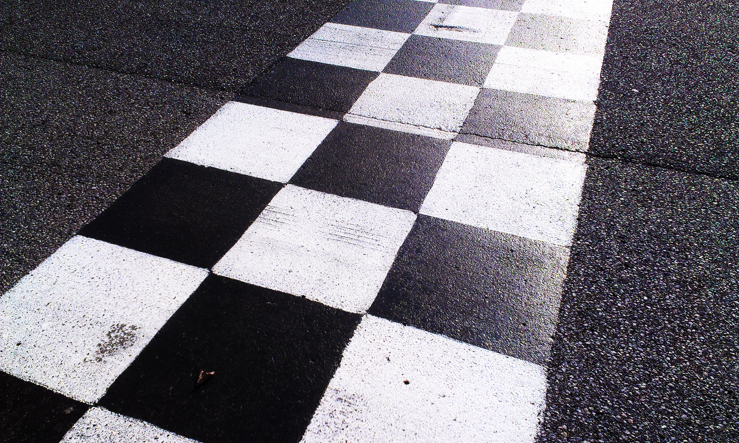 A black and white checkered finish line.